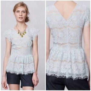 Light Blue Lace Peplum Top